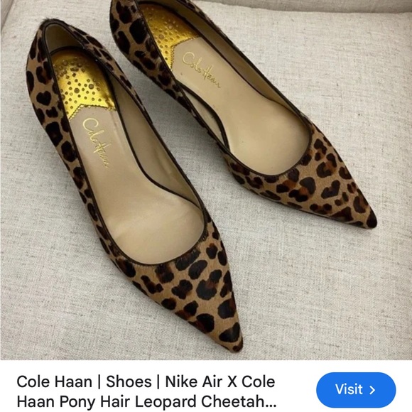 Cole Haan x Nike Air Collaboration Women’s Pony Hair Cheetah Print Heels. - Picture 11 of 13